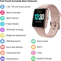 Letscom ID205G-PKGD Smartwatch (1,3 Zoll) GPS-Smartwatch, mit Touchscreen, Herzfrequenz- und Schlafüberwachung, 5 ATM wasserdicht